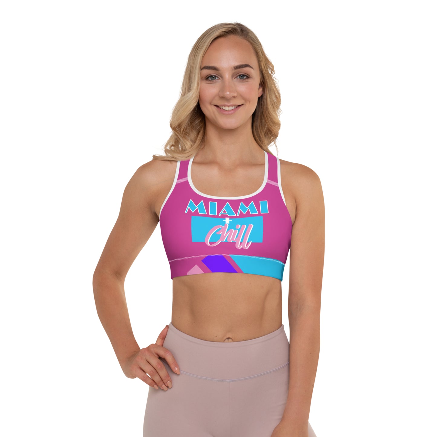 Miami + Chill Sports Bra Fuchsia