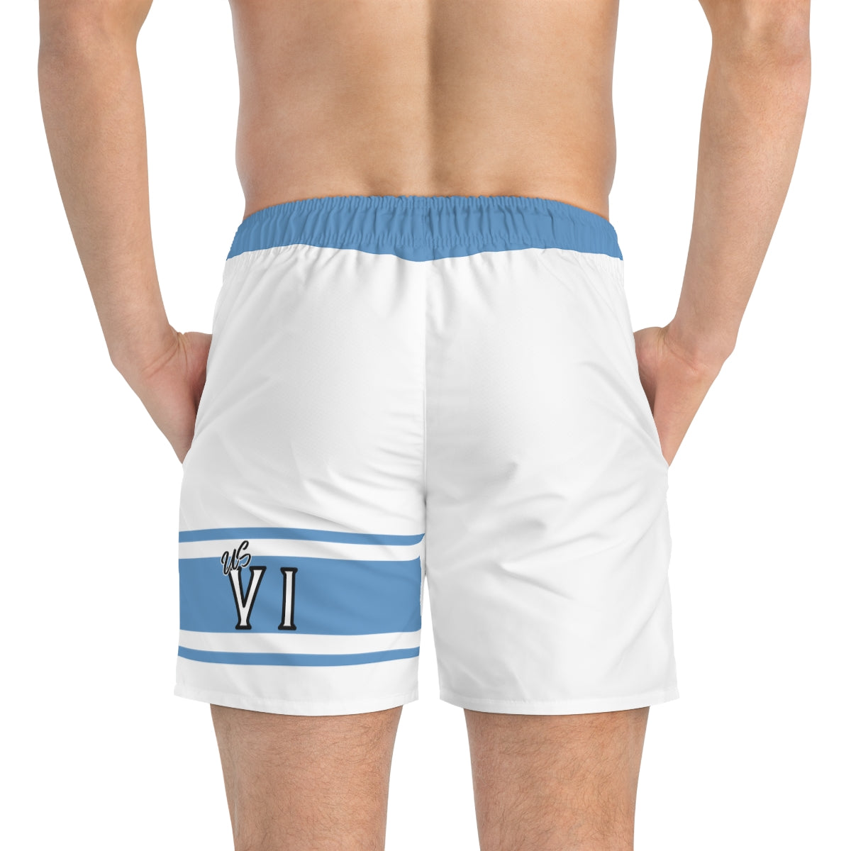 VI Stamp Blue Swim Trunks