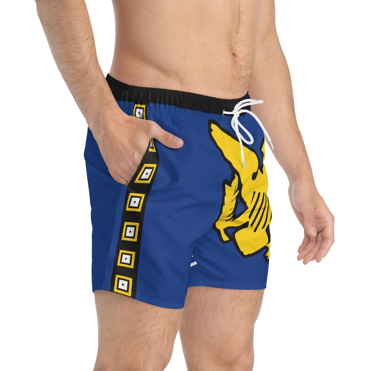 VI Stamp Royal & Black Swim Trunks