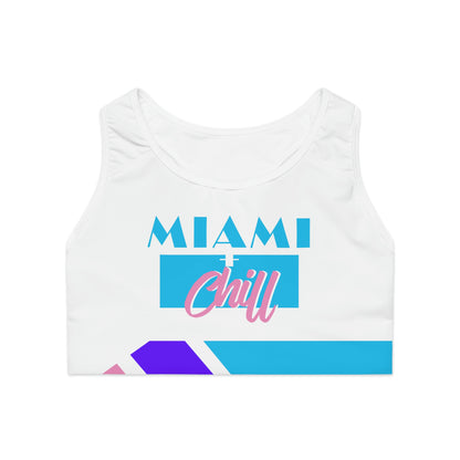 Miami + Chill Sports Bra White