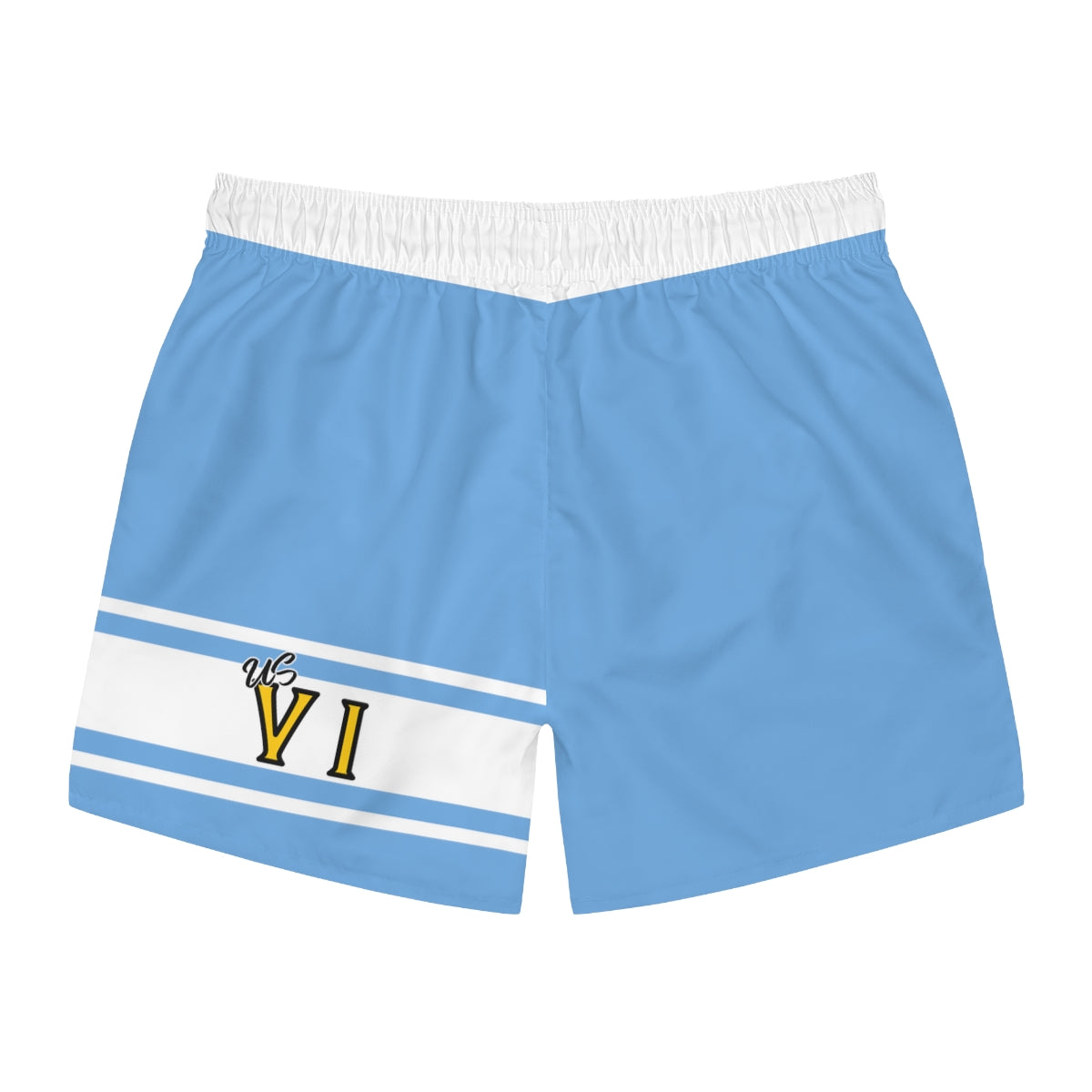 VI Stamp Ocean Blue Swim Trunks