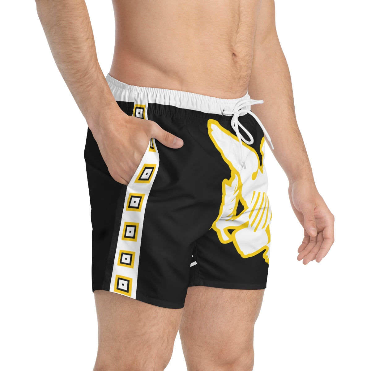 VI Stamp Black Swim Trunks