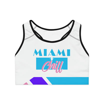 Miami + Chill Sports Bra White