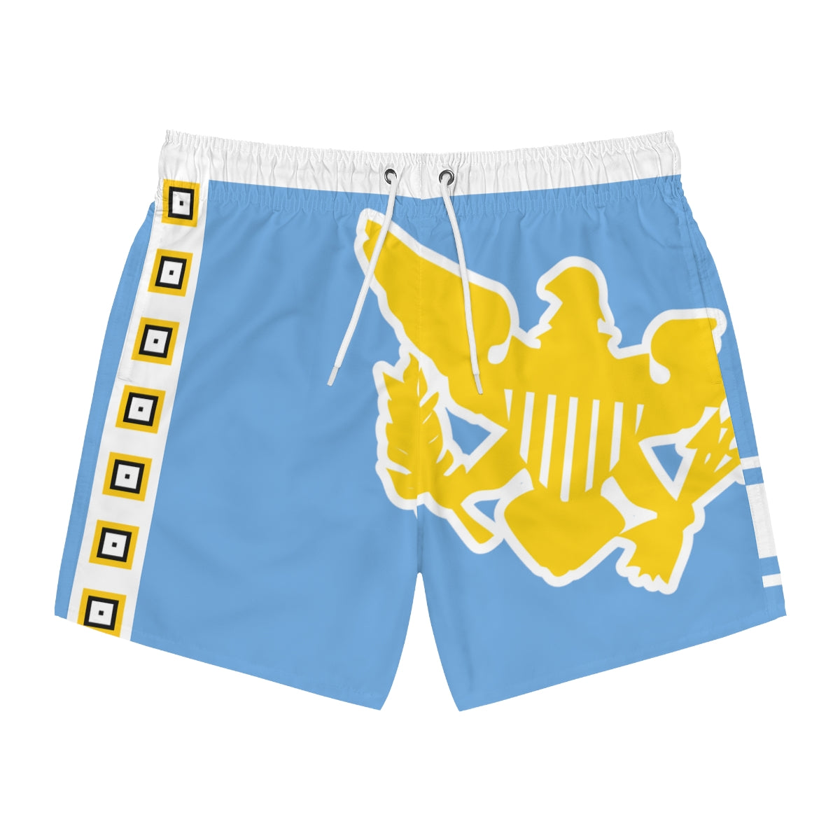 VI Stamp Ocean Blue Swim Trunks