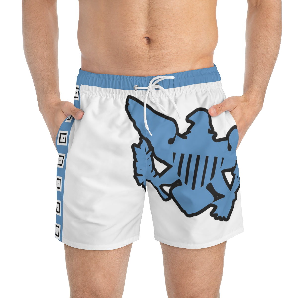 VI Stamp Blue Swim Trunks