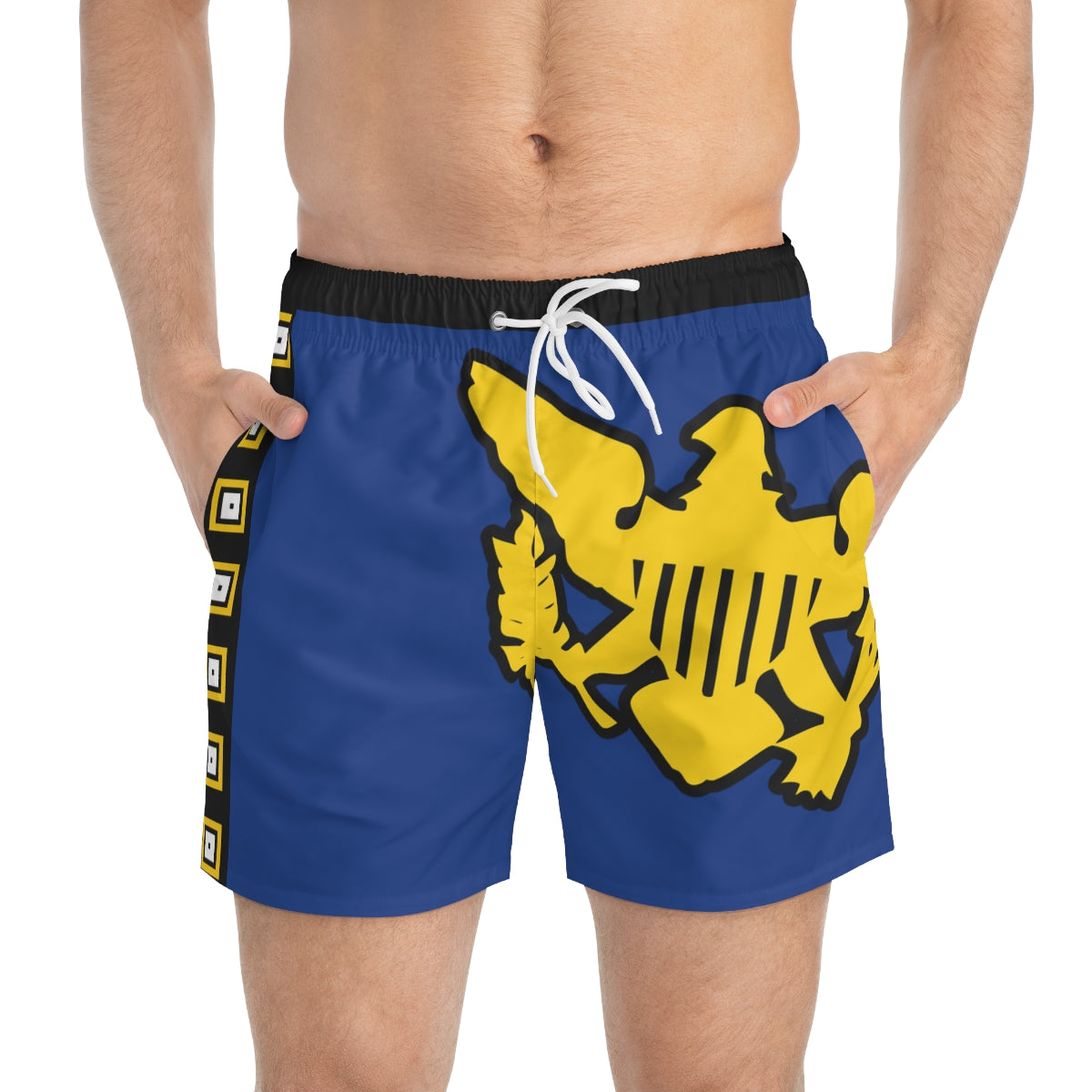 VI Stamp Royal & Black Swim Trunks