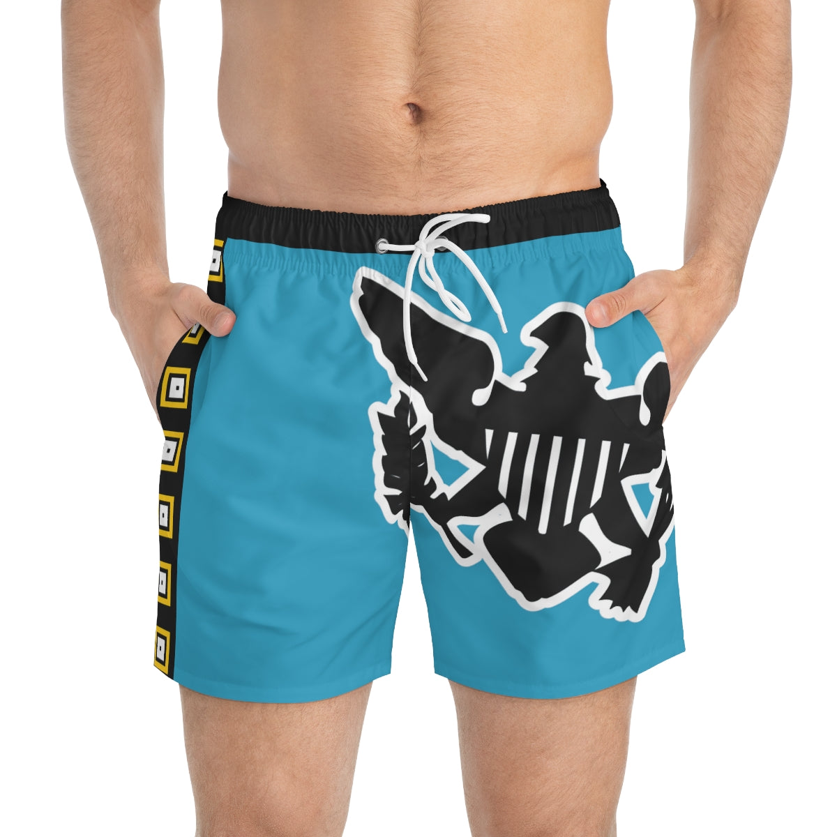 VI Stamp Aqua Swim Trunks