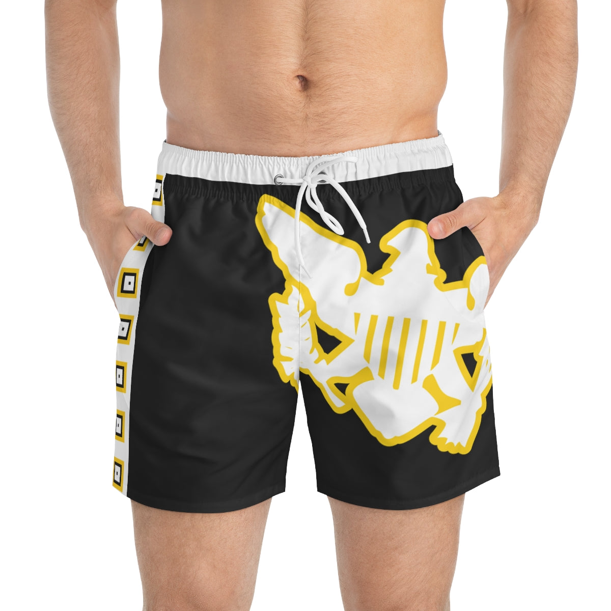 VI Stamp Black Swim Trunks